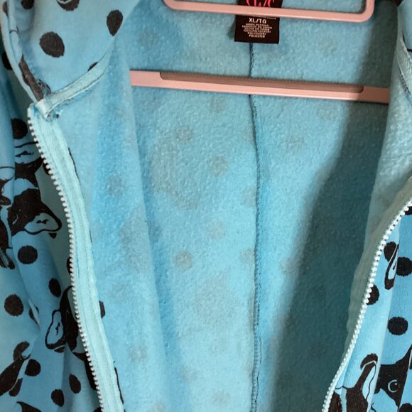 SWS Blue Fleece Long Warm Pajama Onesie Sleepwear Loungewear Dog Print Size XL - Picture 4 of 11